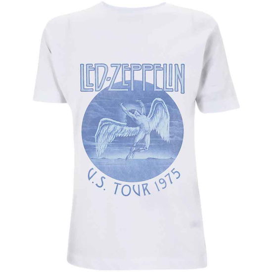 Cover for Led Zeppelin · Led Zeppelin Unisex T-Shirt: Tour '75 Blue Wash (T-shirt) [size S] [White - Unisex edition] (2021)