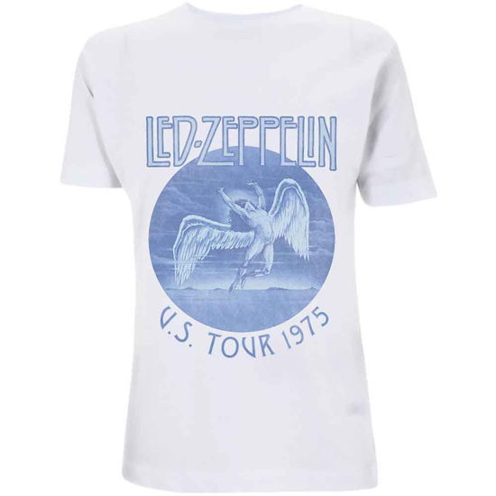 Cover for Led Zeppelin · Tour 75 Blue Wash (T-shirt) [size S] [White - Unisex edition] (2021)