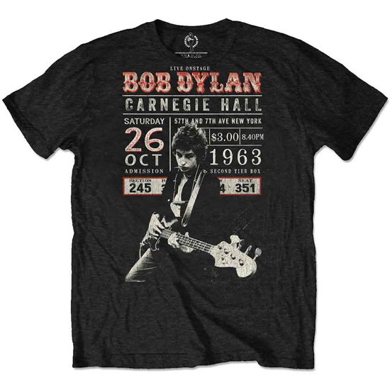 Bob Dylan Unisex T-Shirt: Carnegie Hall '63 (Eco-Friendly) - Bob Dylan - Mercancía -  - 5056368659027 - 