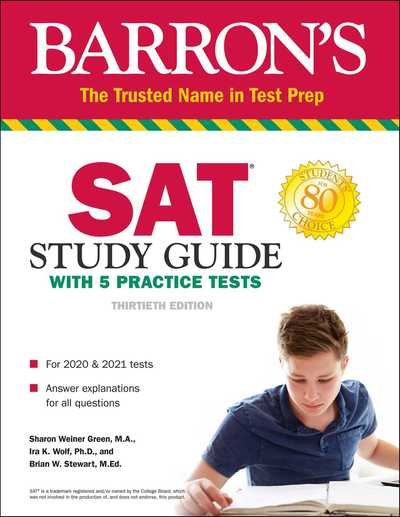 Cover for Sharon Weiner Green · SAT Study Guide with 5 Practice Tests (Book) (2019)