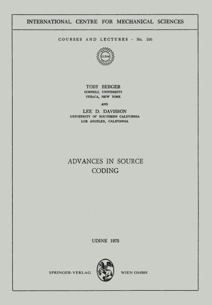 Cover for Toby Berger · Advances in Source Coding - CISM International Centre for Mechanical Sciences (Paperback Book) [1975 edition] (1980)