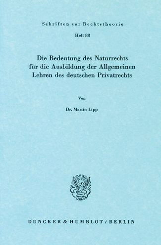 Cover for Lipp · Die Bedeutung des Naturrechts für (Buch) (1980)