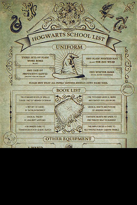 HARRY POTTER - Poster 61x91 - Hogwarts School List - Harry Potter: Pyramid - Produtos - Pyramid Posters - 5050574341028 - 7 de fevereiro de 2019