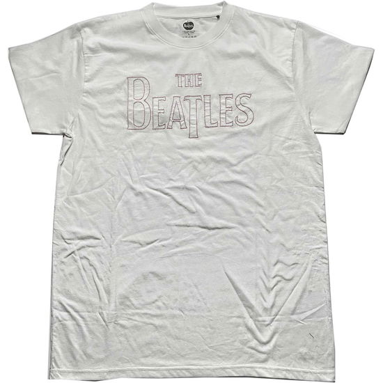 The Beatles Unisex T-Shirt: Drop T Embroidered (Embellished) - The Beatles - Koopwaar -  - 5056561053028 - 