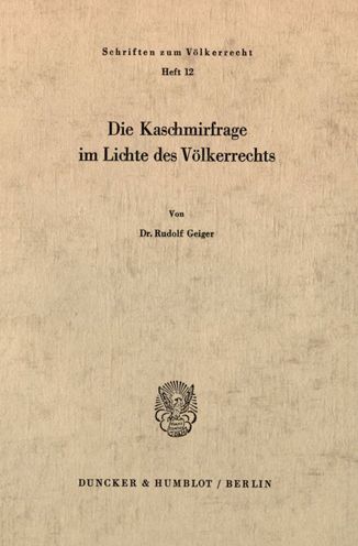 Cover for Geiger · Die Kaschmirfrage im Lichte des (Bok) (1970)