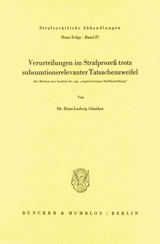 Cover for Günther · Verurteilungen im Strafprozeß t (Book) (1976)