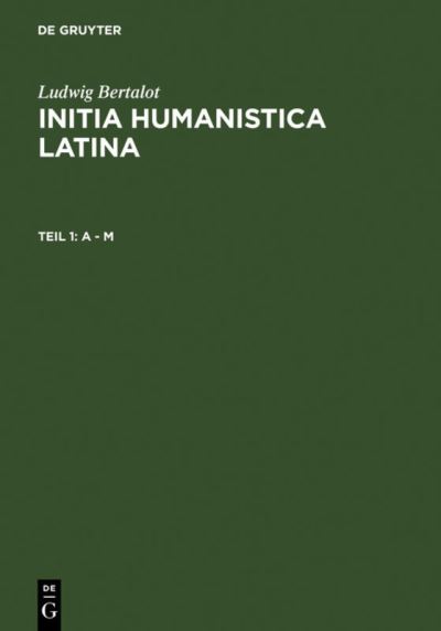 Cover for L. Bertalot · Initia Humanistica Lat.02/1 (Book) [German edition] (1993)