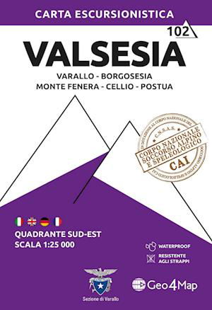 Valsesia Sud-Est. Varallo, Borgosesia, Monte Fenera, Cellio, Postua. Carta Escursionistica 1:25.000 (Bog)