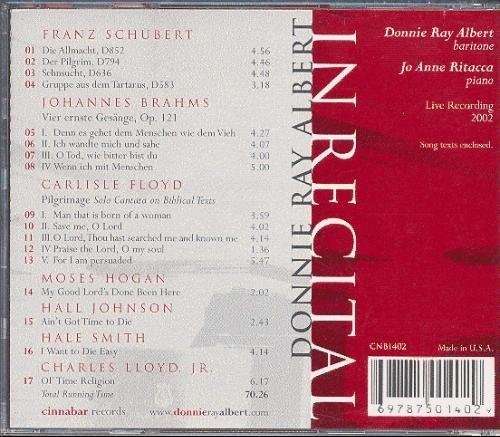 Cover for Donnie Ray Albert · Donnie Ray Albert-in Recital (CD) (2003)