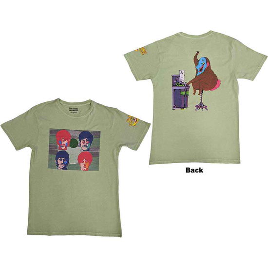 Cover for The Beatles · The Beatles Unisex T-Shirt: Yellow Submarine Magic Piano (Green) (Back Print) (T-shirt) [size L] (2023)