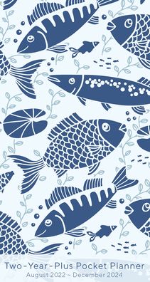 Cover for Sellers Publishing · Fish in Indigo - Checkbook2 Year Pocket Planner (Paperback Book) (2022)