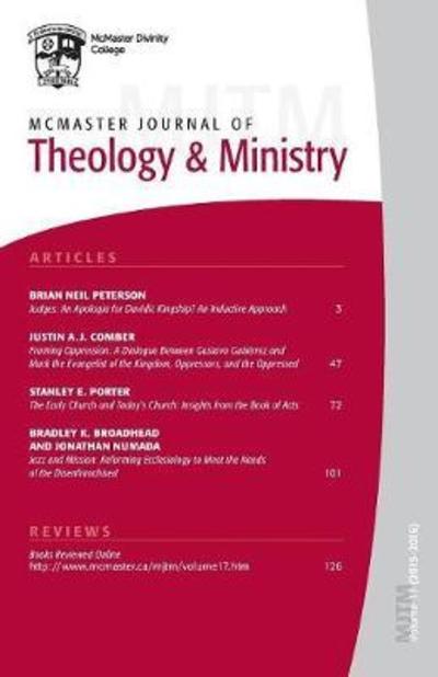 Cover for Hughson T. Ong · McMaster Journal of Theology and Ministry (Book) (2017)