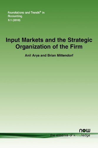 Cover for Anil Arya · Input Markets and the Strategic Organization of the Firm - Foundations and Trends (R) in Accounting (Paperback Book) (2010)