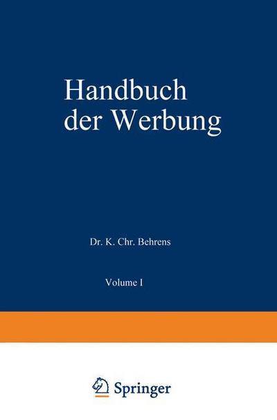 Handbuch Der Werbung - Karl Christian Behrens - Bücher - Gabler Verlag - 9783409993029 - 1970