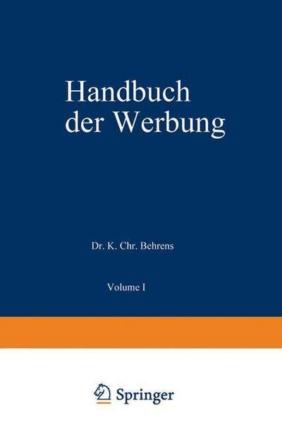 Cover for Karl Christian Behrens · Handbuch Der Werbung (Taschenbuch) [1975 edition] (1970)