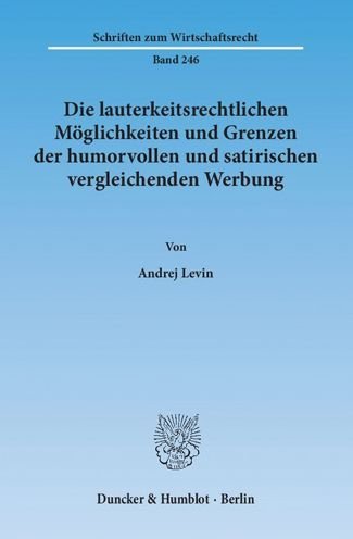 Cover for Levin · Die lauterkeitsrechtlichen Möglic (Buch) (2013)