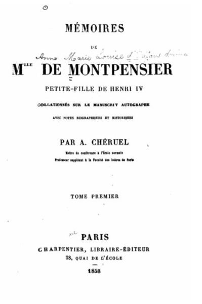 Cover for Mme De Montpensier · Memoires de Mlle de Montpensier, Petite-Fille de Henri IV (Paperback Bog) (2016)