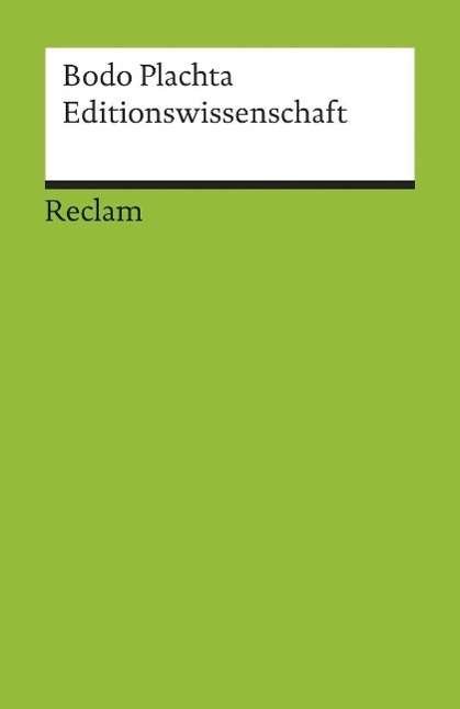 Cover for Bodo Plachta · Reclam UB 17603 Plachta.Editionswissen. (Book)