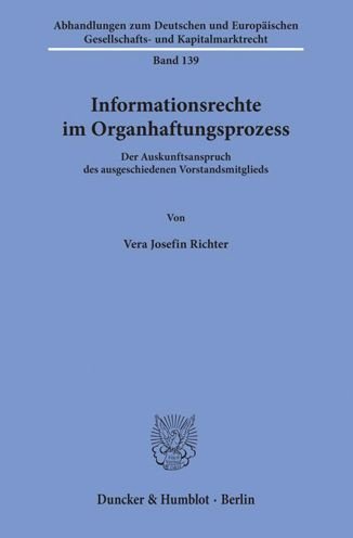 Cover for Richter · Informationsrechte im Organhaft (Book) (2019)