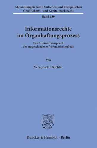 Cover for Richter · Informationsrechte im Organhaft (Buch) (2019)