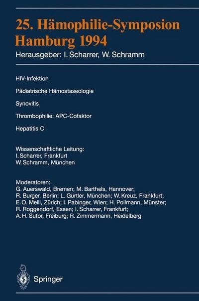 Cover for Inge Scharrer · 25. Hamophilie-Symposium Hamburg (Pocketbok) (1995)