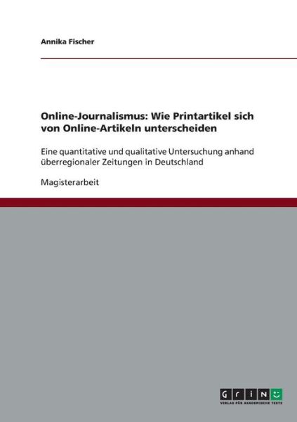 Cover for Fischer · Online-Journalismus: Wie Printa (Book) [German edition] (2008)