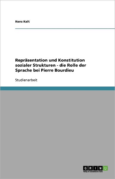 Cover for Kalt · Repräsentation und Konstitution so (Book) [German edition] (2008)