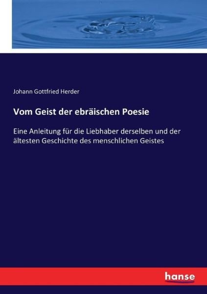 Cover for Herder · Vom Geist der ebräischen Poesie (Book) (2016)