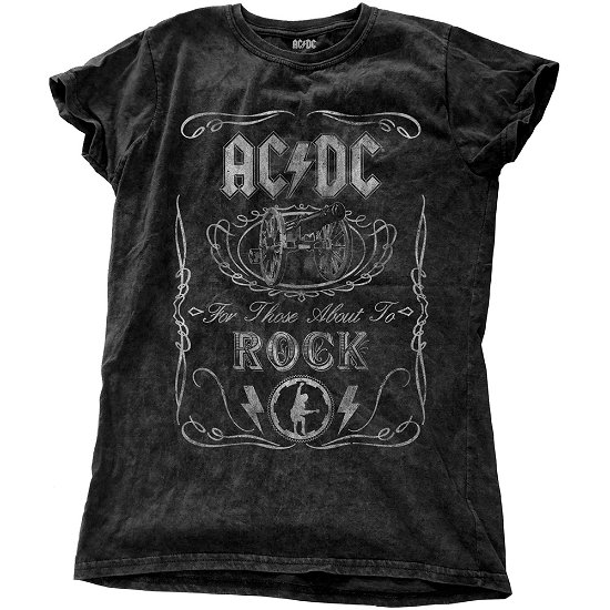 Cover for AC/DC · AC/DC Ladies Fashion Tee: Cannon Swig Vintage (Snow Wash) (CLOTHES) [size L] [Black - Ladies edition] (2017)