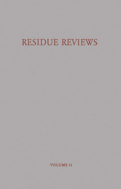 Cover for Francis A. Gunther · Residue Reviews / Ruckstandsberichte - Reviews of Environmental Contamination and Toxicology (Paperback Book) [Softcover reprint of the original 1st ed. 1965 edition]