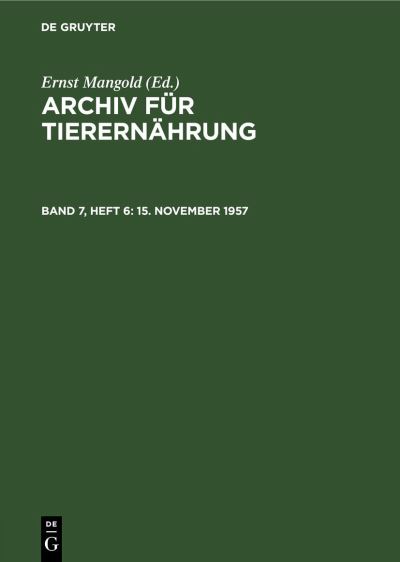 Cover for Akademie der Akademie der Landwirtschaftswissenschaften der Deutschen Demokratischen Republik · 15. November 1957 (Book) (1958)