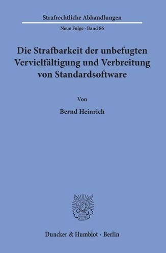 Cover for Heinrich · Die Strafbarkeit der unbefugte (Bok) (1994)