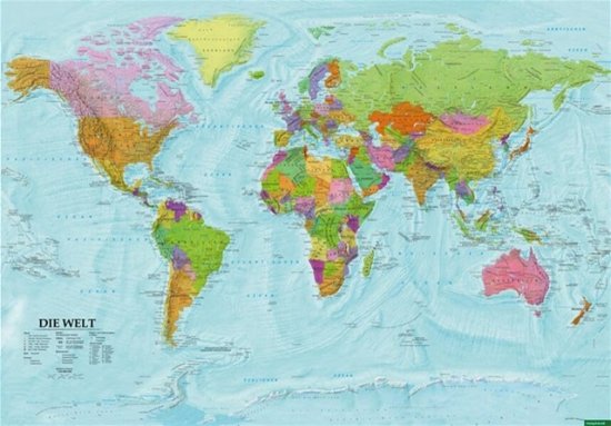 World political / physical wall map (Landkart) (2024)