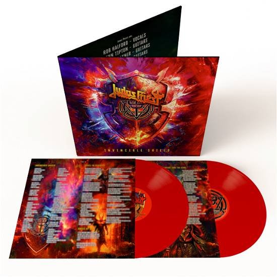 Cover for Judas Priest · Invincible Shield (LP) [Red Vinyl with Tiny Seam Split edition] (2024)