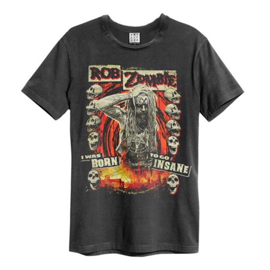 Rob Zombie - Born Insane Amplified Small Vintage Charcoal T Shirt - Rob Zombie - Produtos - AMPLIFIED - 5054488307033 - 