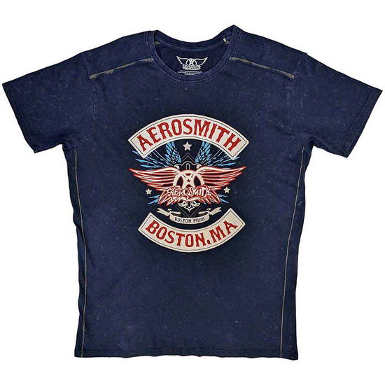 Cover for Aerosmith · Aerosmith Unisex T-Shirt: Boston Pride (Wash Collection) (T-shirt) [size M] [Blue - Unisex edition]