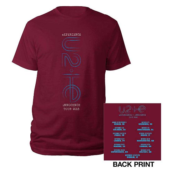 Cover for U2 · U2 Unisex T-Shirt: I+E London Event 2018 (Back Print) (T-shirt) [size S] [Red - Unisex edition]