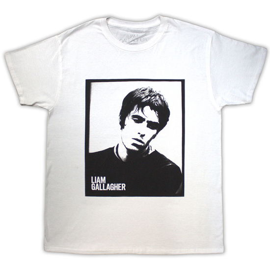 Cover for Liam Gallagher · Liam Gallagher Unisex T-Shirt: Framed Photo (White) (T-shirt) [size S] (2024)