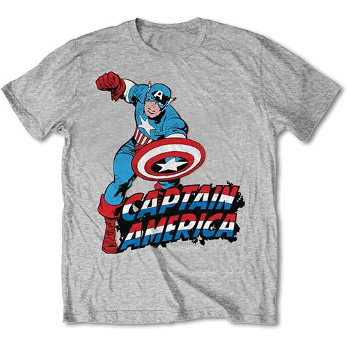 Cover for Rock Off · Marvel: Simple Captain America Grey (T-Shirt Unisex Tg. L) (T-shirt) [size L] [Grey - Unisex edition]