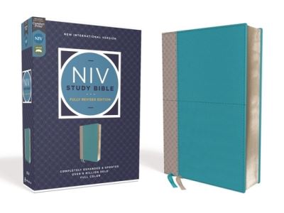 Cover for Kenneth L. Barker · NIV Study Bible, Fully Revised Edition, Leathersoft, Teal / Gray, Red Letter, Comfort Print (Book) (2020)