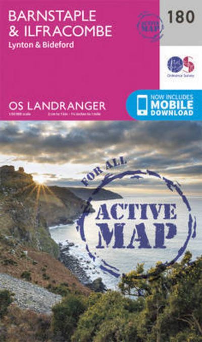 Cover for Ordnance Survey · Barnstaple &amp; Ilfracombe, Lynton &amp; Bideford - OS Landranger Active Map (Landkart) [February 2016 edition] (2016)