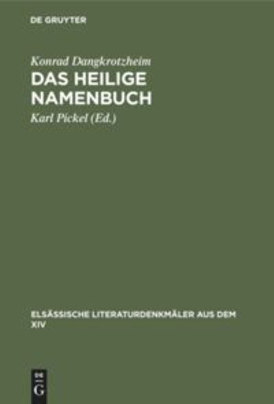 Cover for Konrad Dangkrotzheim · Heilige Namenbuch (Book) (1901)