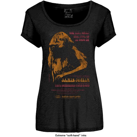 Janis Joplin Ladies T-Shirt: Madison Square Garden (Soft Hand Inks) - Janis Joplin - Koopwaar - Perryscope - 5055979992035 - 