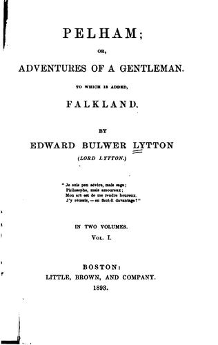 Cover for Edward Bulwer Lytton · Pelham; or, The Adventures of a Gentleman (Hardcover Book) (1972)