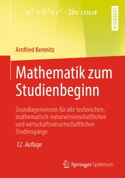 Cover for Kemnitz · Mathematik zum Studienbeginn (Book) [12th 12., Erw. Aufl. 2019 edition] (2019)