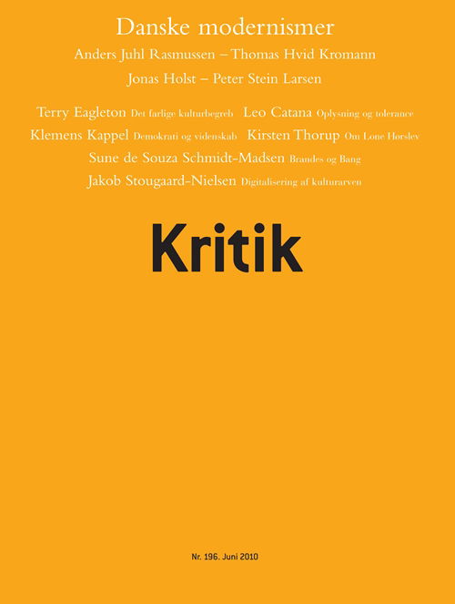 Cover for Frederik Stjernfelt; Lasse Horne Kjældgaard · Kritik, 43. årgang, nr. 196 (Sewn Spine Book) [1er édition] (2010)