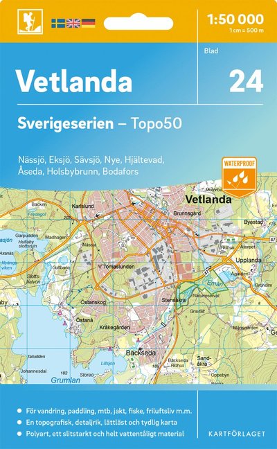 Cover for Vetlanda - Sverigeserien Topo50 (Map) (2025)