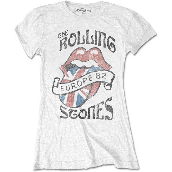 Cover for The Rolling Stones · The Rolling Stones Ladies T-Shirt: Europe 82 (T-shirt) [size L] [White - Ladies edition]