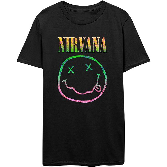 Cover for Nirvana · Nirvana Unisex T-Shirt: Sorbet Ray Happy Face (T-shirt) [size S] [Black - Unisex edition] (2021)