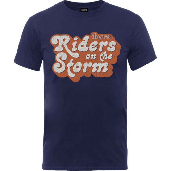 Cover for The Doors · The Doors Unisex T-Shirt: Riders on the Storm Logo (T-shirt) [size L] [Blue - Unisex edition] (2020)